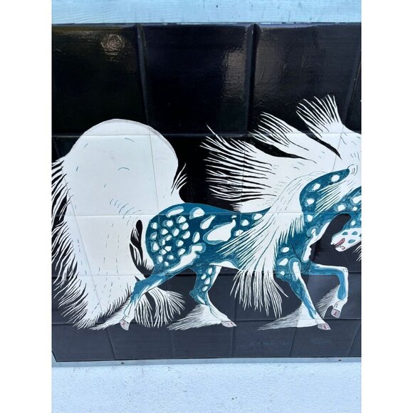 Spirit Horse Serigraph Tile Art Work Artist A M Henry 68 The Action Horse Series - Picture 3 of 13